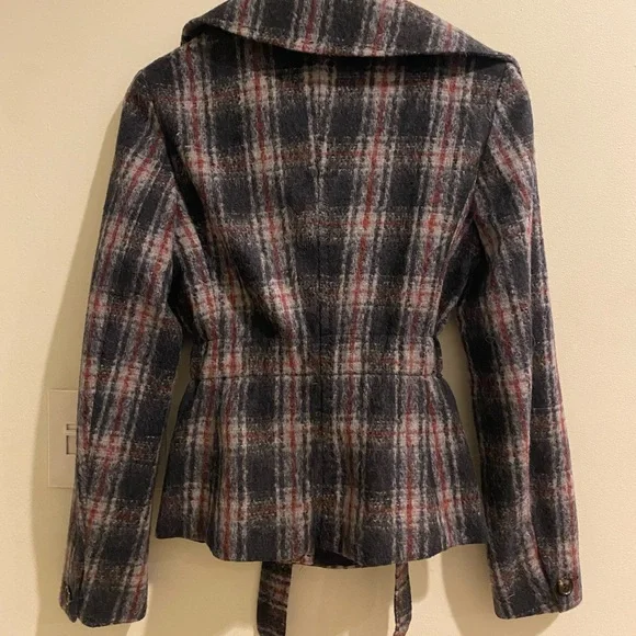 ⛔SOLD⛔ MaxMara Wool Alpaca Plaid Peacoat - Picture 2 of 4